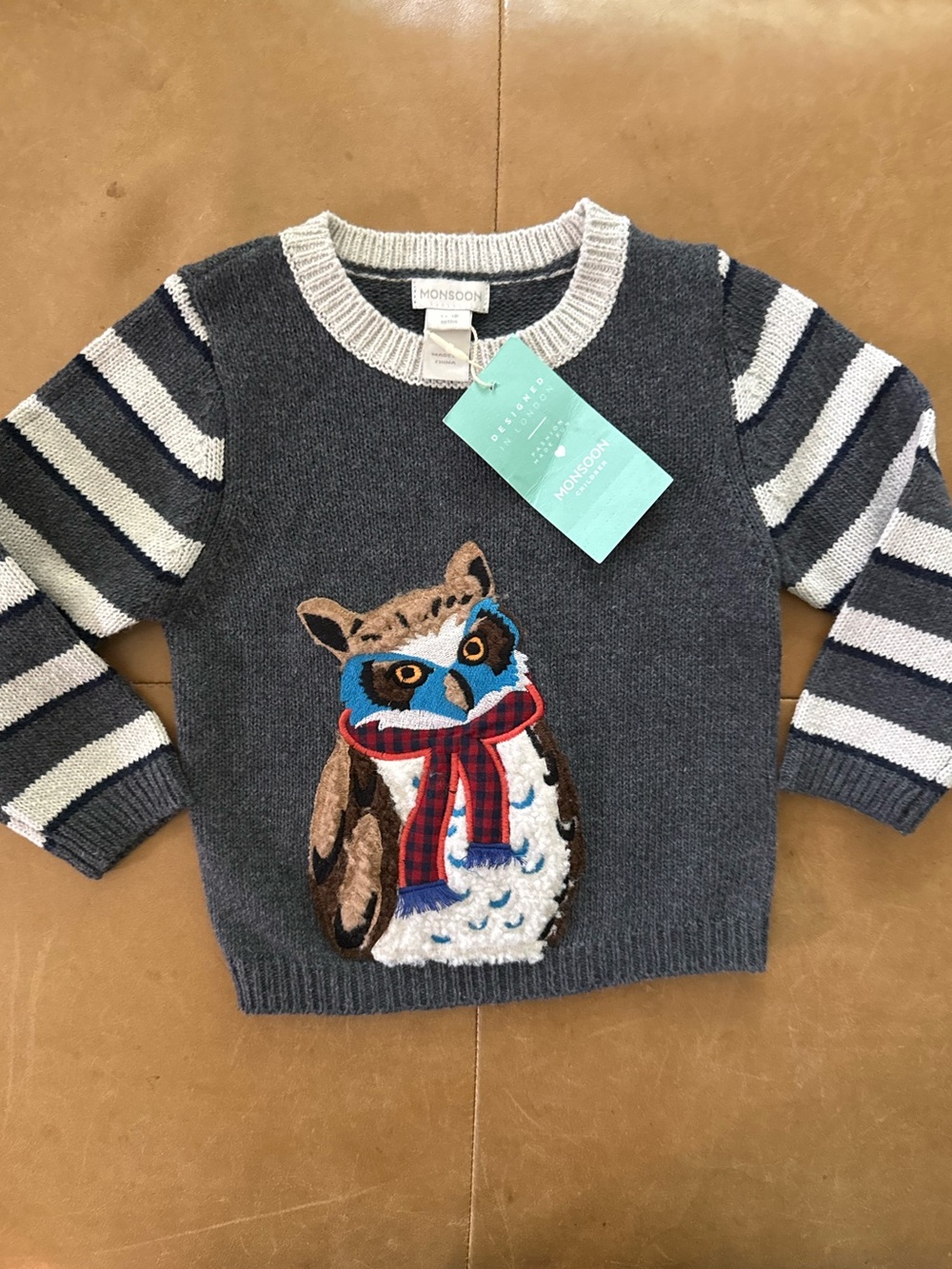 Monsoon Owl Sweater 12-18M NWT